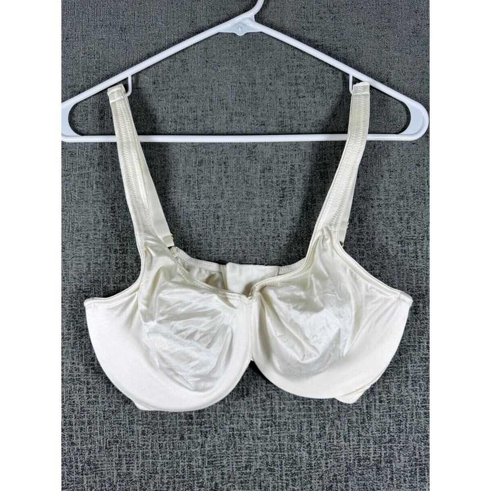 Lilyette by Maidenform 36D Minimizer Bra Ivory Cream Lace Satin Underwire 0401